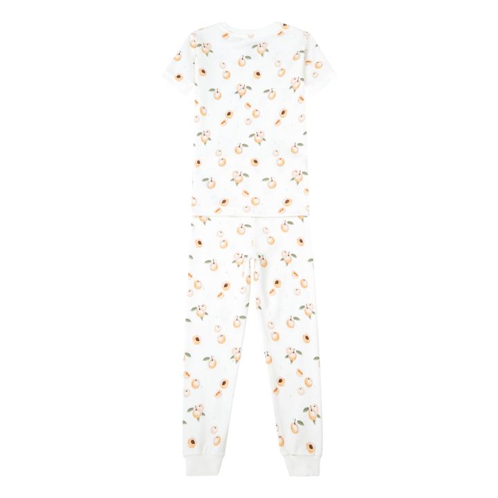 Pyjama Manches Courtes Coton Bio Pêches | Ecru- Image produit n°2