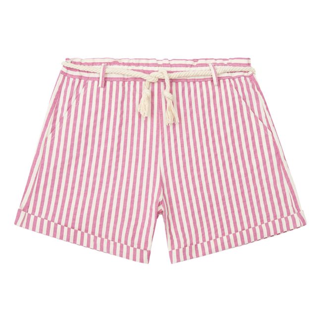 Striped Seersucker Shorts | Pink