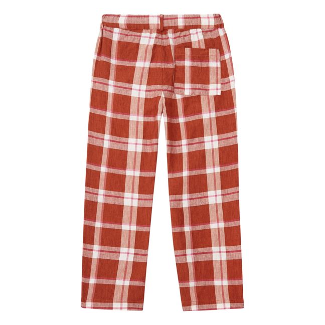 Checked Linen Pants | Terracotta