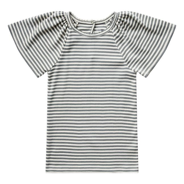 Camiseta de algodón orgánico a rayas | Verde Kaki