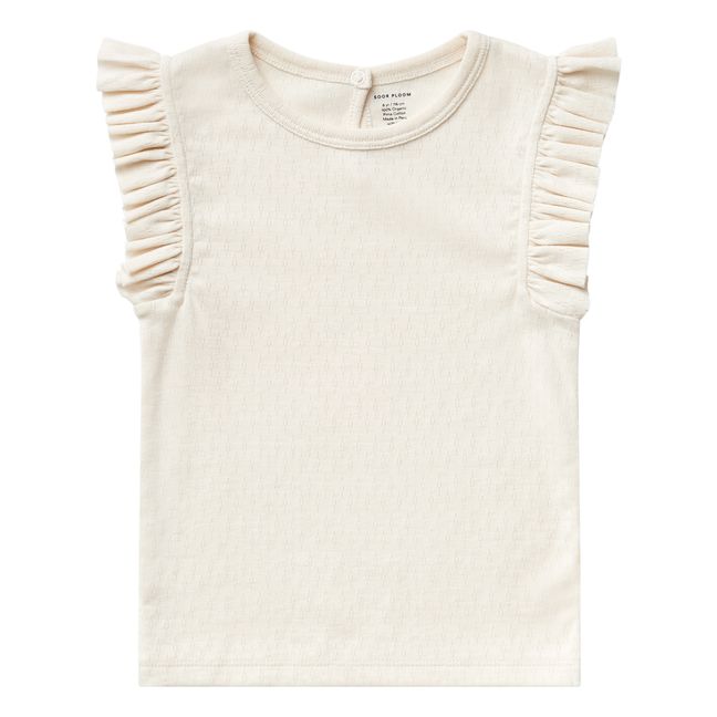 T-Shirt Coton Pima Bio Ajouré Frill | Ecru