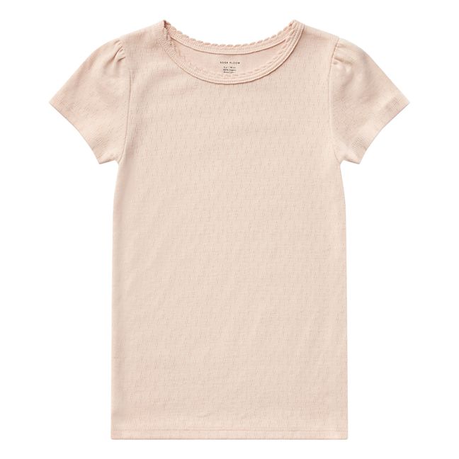 T-Shirt Coton Pima Bio Ajouré Pouf | Rosa Melocotón