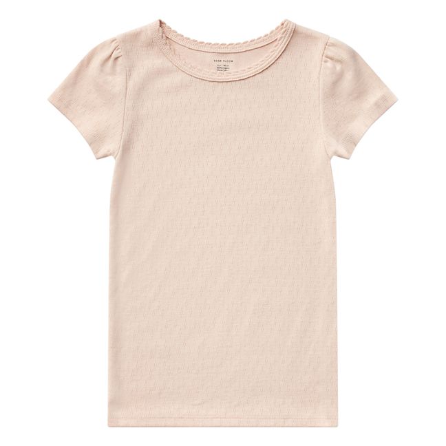 T-Shirt Coton Pima Bio Ajouré Pouf | Rose pêche