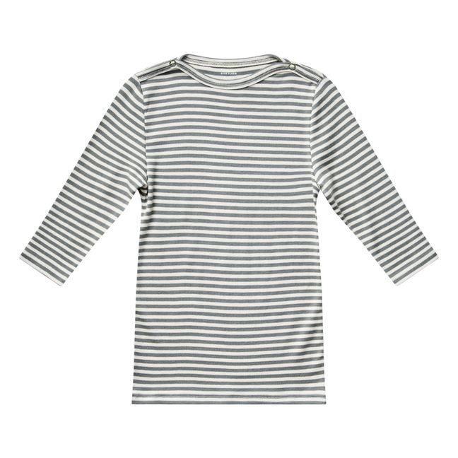 T-Shirt Coton Pima Bio Rayé Snap Boat | Vert kaki