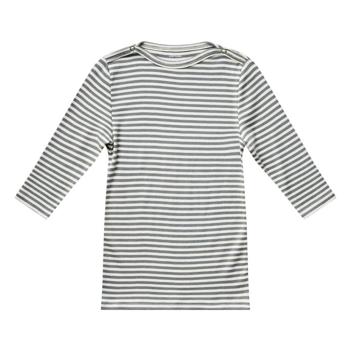 Snap Boat Organic Pima Cotton Striped T-shirt | Verde militare- Immagine del prodotto n°0
