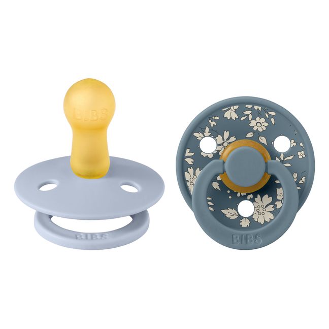 Bibs x Liberty Natural Rubber Pacifiers - Set of 2 | Light blue