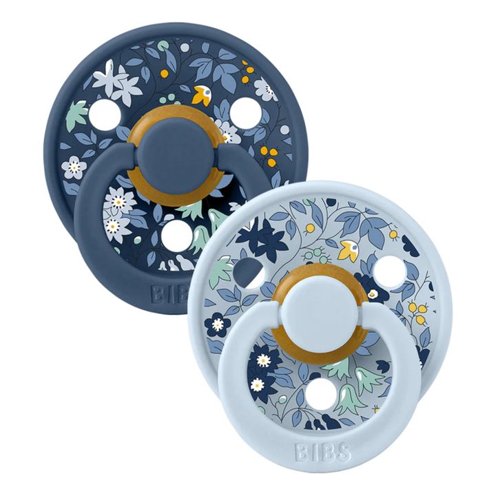 Bibs x Liberty Natural Rubber Pacifiers - Set of 2 | Azul Cielo- Imagen del producto n°0