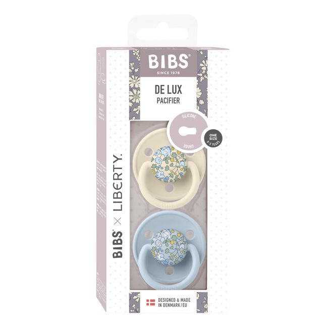 Chupetes de silicona Bibs x Liberty - Juego de 2 | Azul Cielo