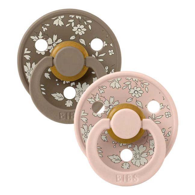 Ciucci in gomma naturale, modello: Bibs x Liberty - Set di 2 | Blush