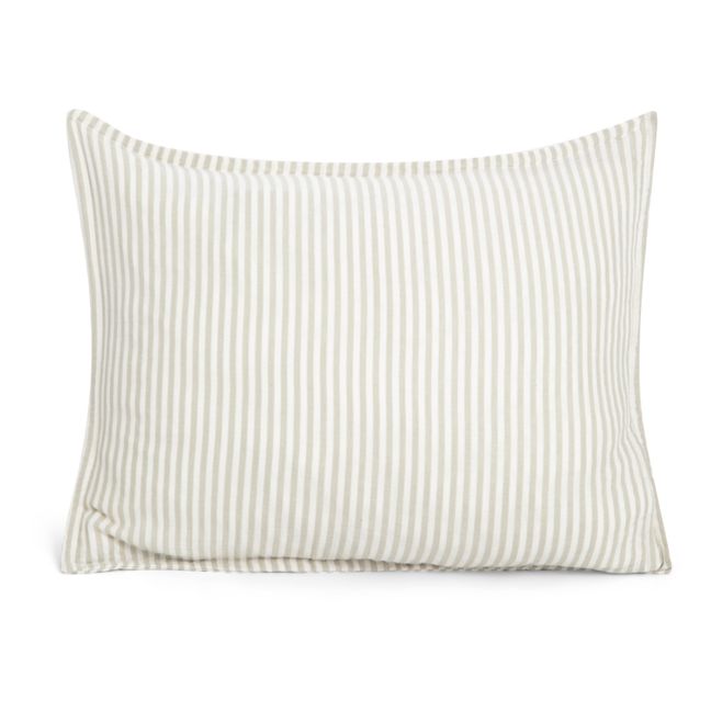 Taie d'oreiller Stripe Anjou en coton bio | Grigio chiaro