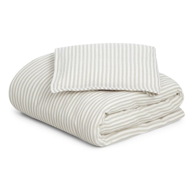 Organic Cotton Anjou Stripe Bedding Set | Grigio chiaro