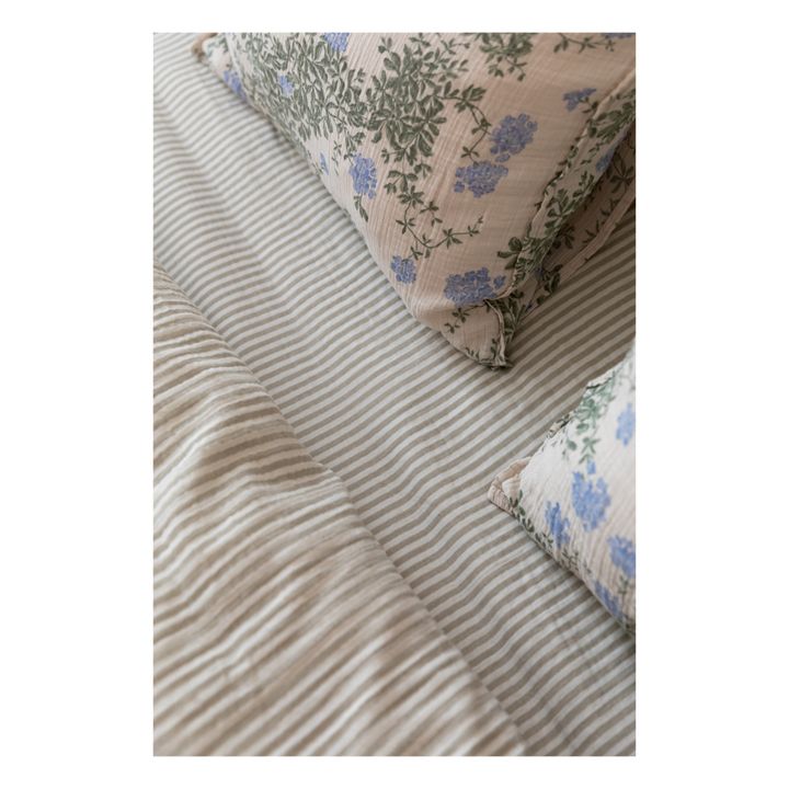 Lenzuolo con angoli Stripe Anjou in cotone organico | Grigio chiaro- Immagine del prodotto n°1