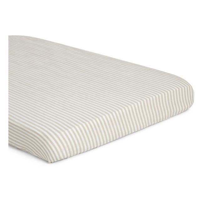 Organic Cotton Anjou Stripe Fitted Sheet | Light grey