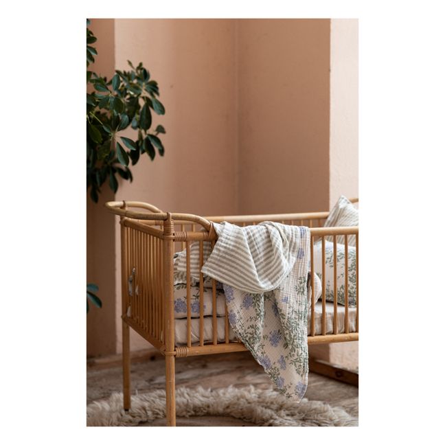 Organic Cotton Anjou Stripe Quilted Blanket | Grigio chiaro