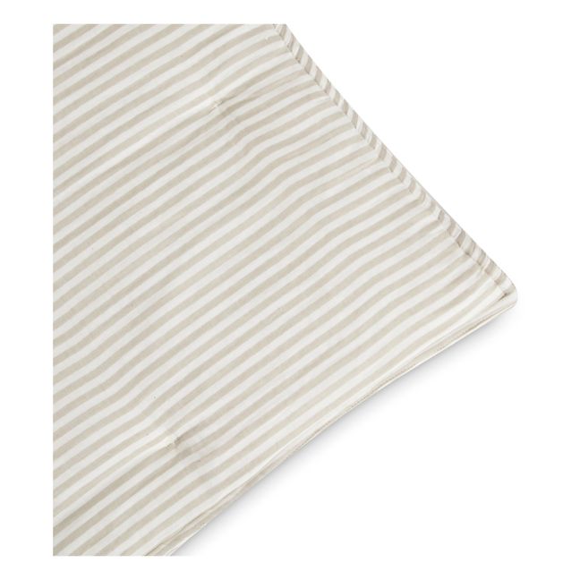 Organic Cotton Anjou Stripe Quilted Blanket | Light grey