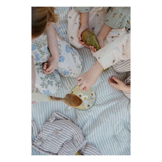 Organic Cotton Anjou Stripe Quilted Blanket | Grigio chiaro