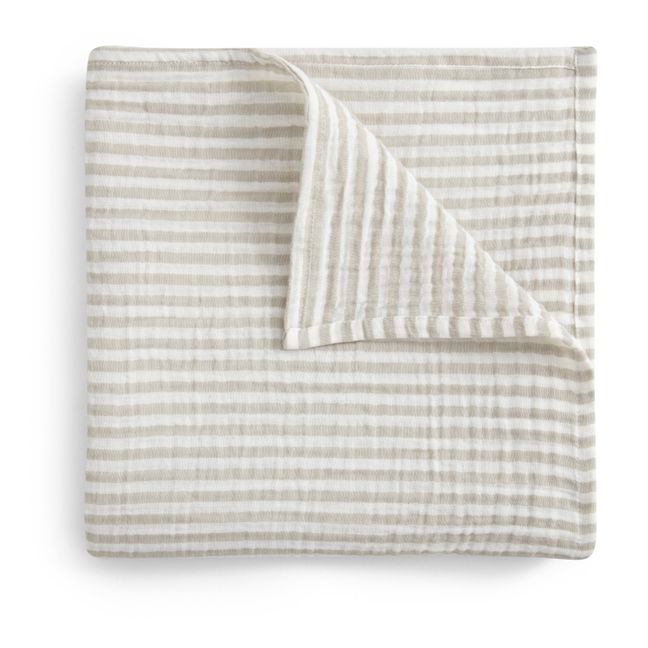 Stripe Anjou Organic Cotton Swaddling Blanket | Light grey