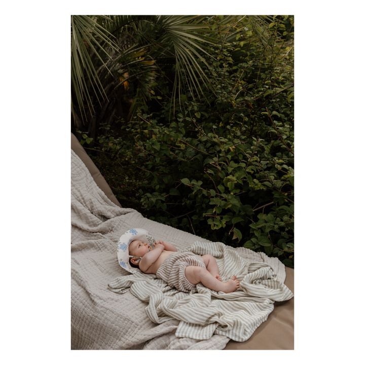 Stripe Anjou Organic Cotton Swaddling Blanket | Light grey- Product image n°4