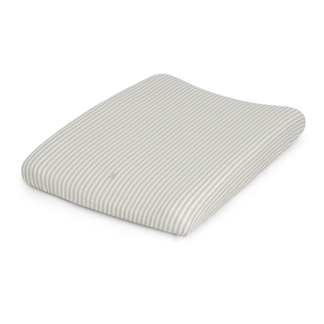 Stripe Anjou Organic Cotton Changing Mat Cover | Light grey