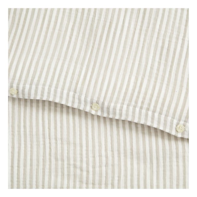 Organic Cotton Anjou Stripe Duvet Cover | Hellgrau
