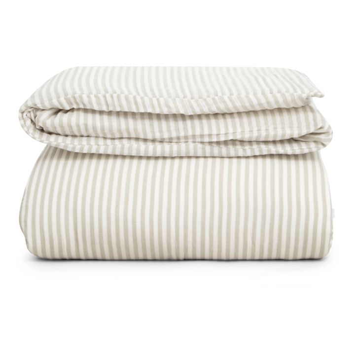 Organic Cotton Anjou Stripe Duvet Cover | Gris Claro- Imagen del producto n°0