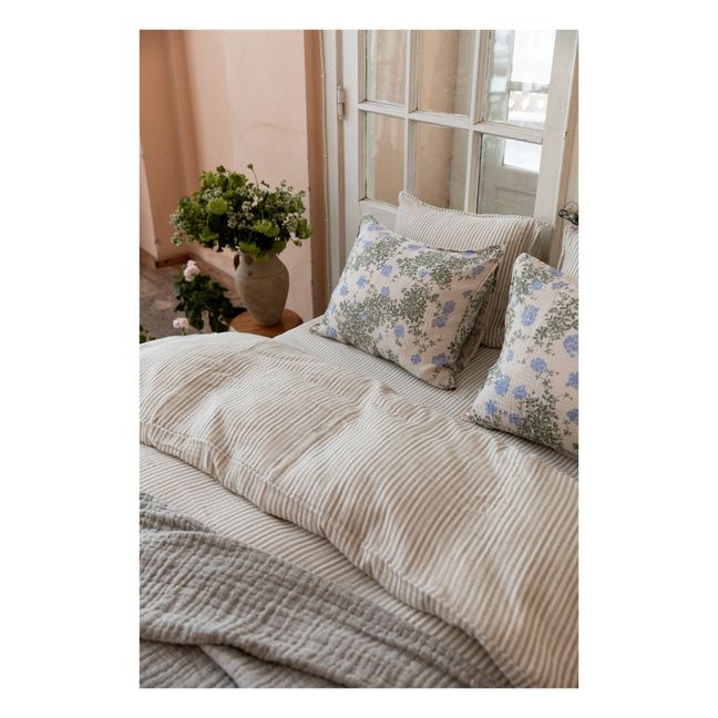 Organic Cotton Anjou Stripe Duvet Cover | Light grey