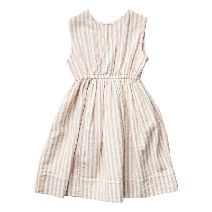 Orla Organic Cotton Muslin Striped Dress | Ecru- Product image n°3