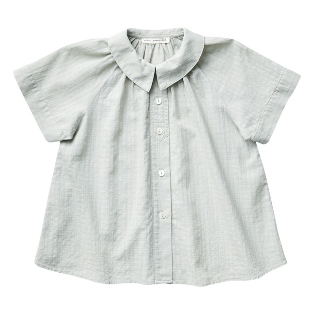 Blusa de algodón orgánico texturizado Lenu | Azul Gris