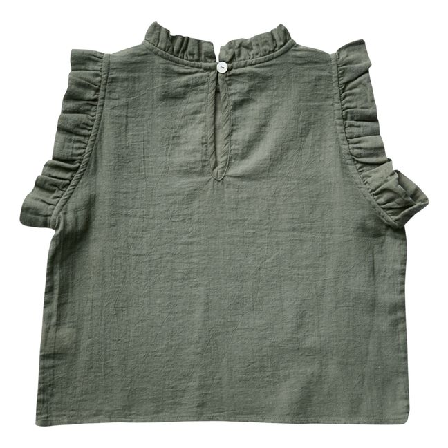 Top à Volants Coton Bio Thelma | Vert kaki