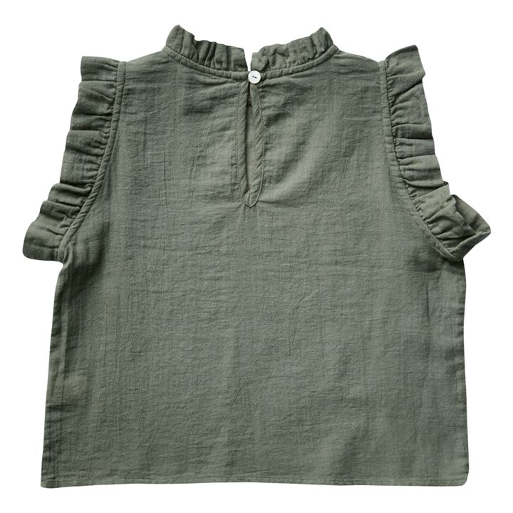 Thelma Organic Cotton Ruffle Top | Khaki