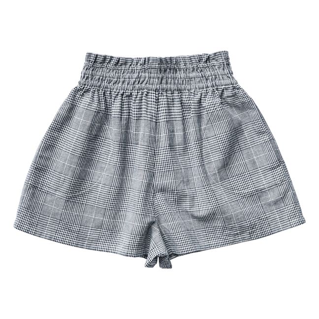Karierte Shorts Baumwolle und Leinen Coco | Grau