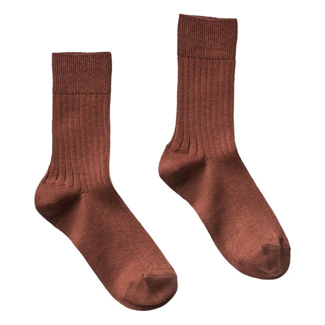 Organic Cotton Ribbed Socks | Terracotta