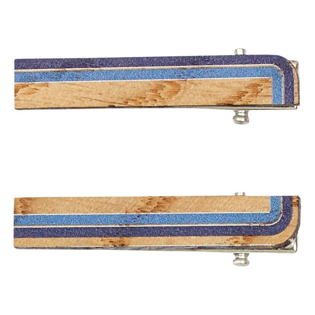 Wooden Hair Clips - Set of 2 | Navy blue