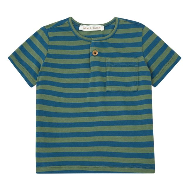Striped T-Shirt with Pocket | Verde militare