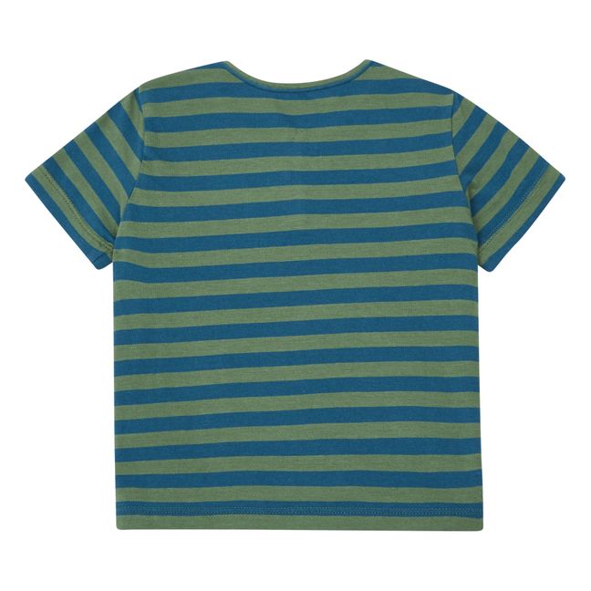 T-Shirt Rayé Poche | Verde Kaki