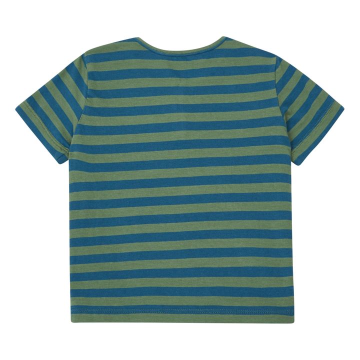 Camiseta a rayas con bolsillo | Verde Kaki- Imagen del producto n°1