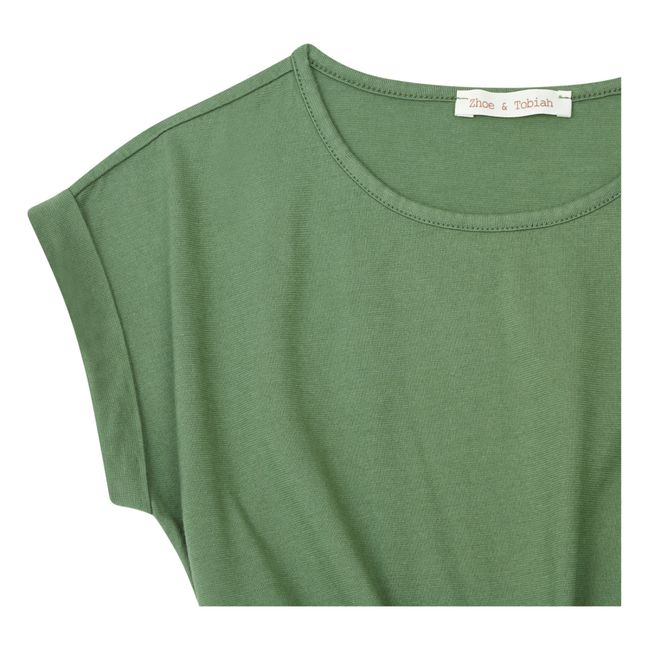 Tie Front Cropped T-shirt | Verde militare