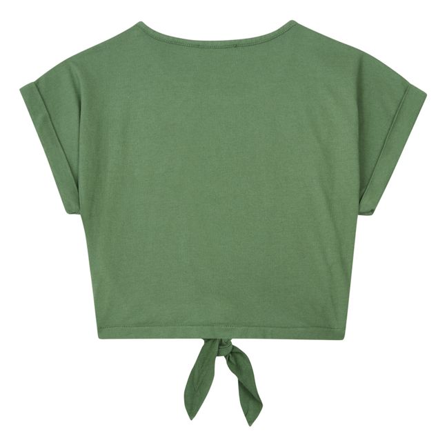 Tie Front Cropped T-shirt | Khaki