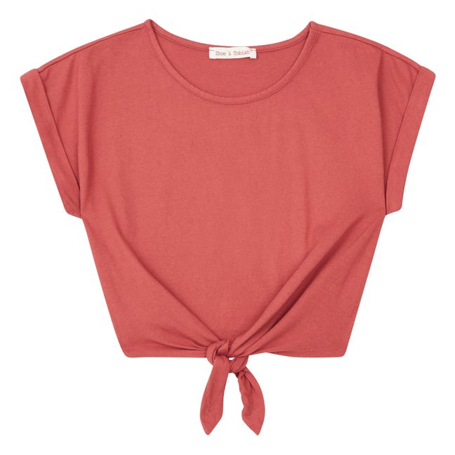 Tie Front Cropped T-shirt | Terracotta