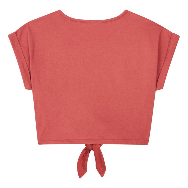 Tie Front Cropped T-shirt | Terracotta
