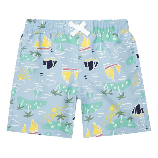 Recycled Material Printed Swim Shorts | Blau