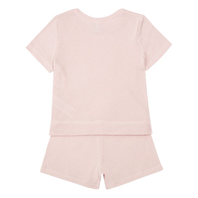 Organic Cotton Openwork Short Pyjamas | Pink