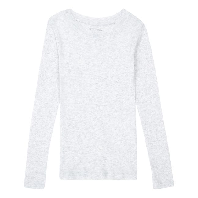T-shirt Ajusté Manches Longues Coton Supima | Gris chiné