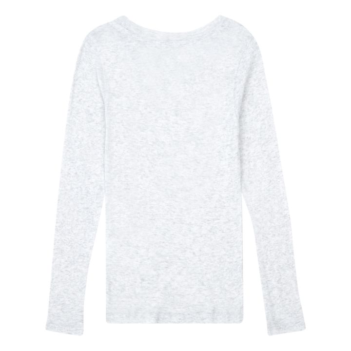 T-shirt Ajusté Manches Longues Coton Supima | Gris chiné- Image produit n°1