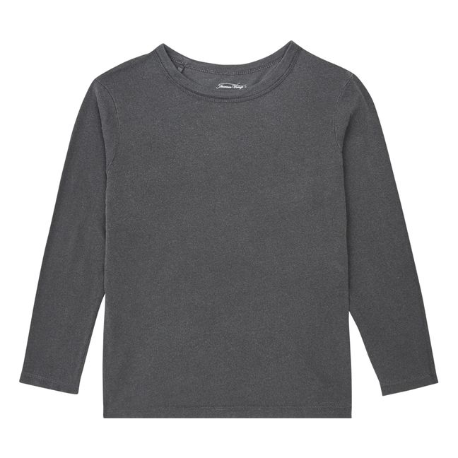 Long Sleeve Organic Cotton Straight Fit T-Shirt | Gris Pizarra