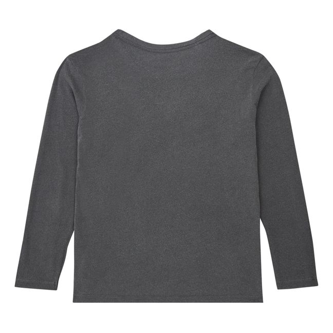 Long Sleeve Organic Cotton Straight Fit T-Shirt | Gris Pizarra