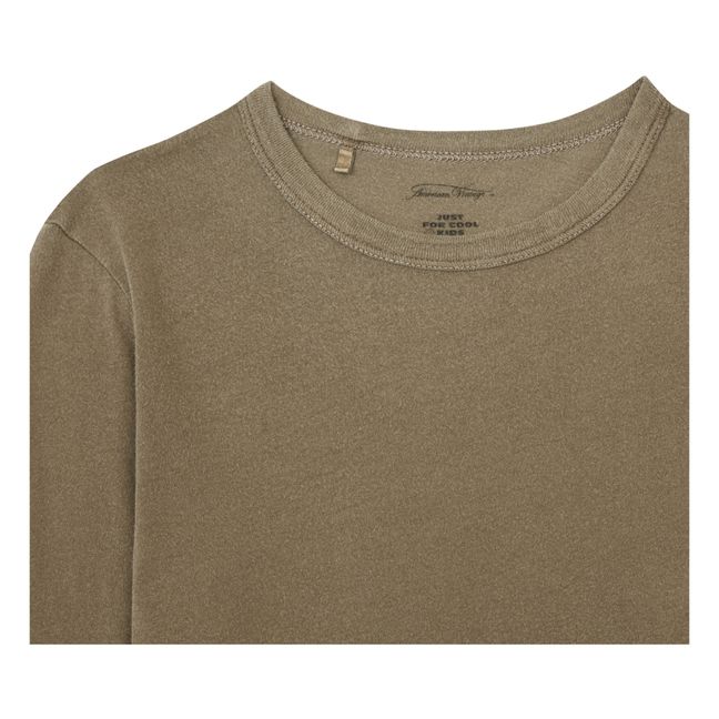 Long Sleeve Organic Cotton Straight Fit T-Shirt | Café