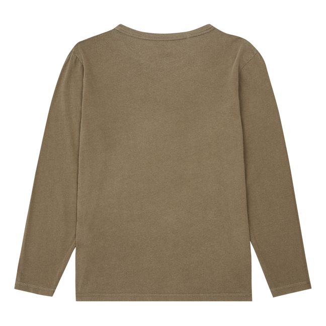 Long Sleeve Organic Cotton Straight Fit T-Shirt | Café