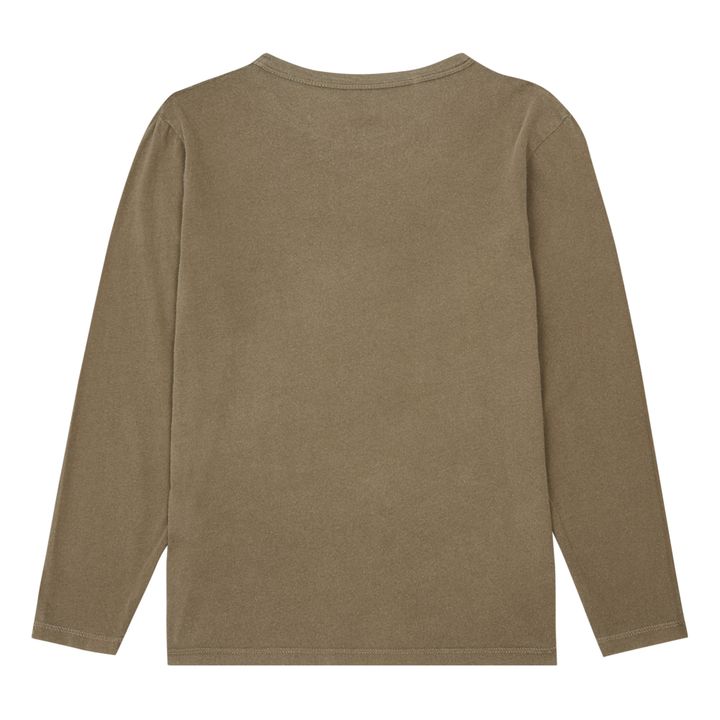 Long Sleeve Organic Cotton Straight Fit T-Shirt | Caffé- Immagine del prodotto n°2
