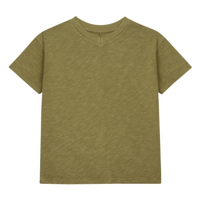 Plain V-Neck T-Shirt | Khaki